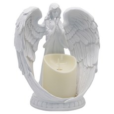 居家超市 客廳室內裝飾 祈禱天使燭臺 + 電子蠟燭組 大號 天使, 純白色