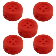 Grecoro鈕扣造型耳機線捲線整理器, 紅色, 5個, 單一商品