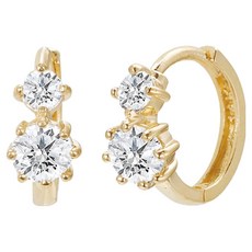 semijuwelry 女性用 14K Two Duo 方晶鋯石 One-touch 耳環