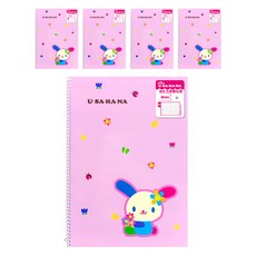 핑크망고 산리오 유선 스프링 노트, 우사하나, 5개