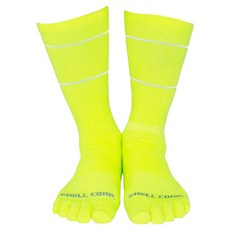 雪爾公司 Coollala Coolmax 壓縮越野跑五指中筒襪, 霓虹黃, 1個