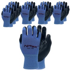 Nitex 超輕量絲襪 NBR 泡棉工作用手套 雙手穿戴套組 Lite-190 L, 藍色, 10套
