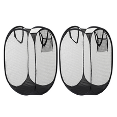 可折疊網眼洗衣籃 2入, 黑色