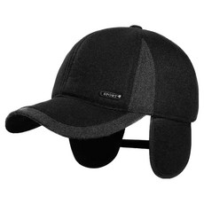 男性用刷毛內裡防寒棒球帽, 黑色, 1個