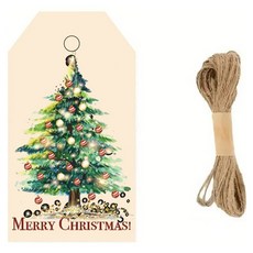 GILGRI 聖誕節禮物包裝繩 + 吊牌組, 03 聖誕樹, 48套
