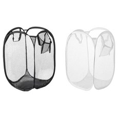 하이퍼플래닛 펀칭 메쉬 빨래바구니 2종 세트, 화이트, 블랙