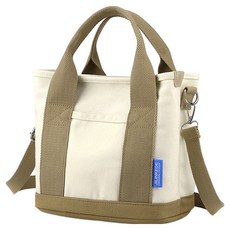 MISS BAEK Berry 方形帆布隨行杯隔層環保斜揹包, 米色