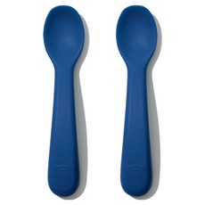 OXO tot 寶寶握全矽膠湯匙, 海軍藍, 2個