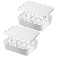 Lala工房 內衣襪子隔層整理抽屜收納盒 15格 2入 + 蓋子 2入組, 單一顏色, 1套