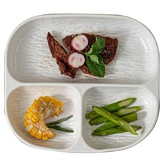 다파랑 소식 다이어트 식사 사각 분할 접시 HJ0872, 화이트, 1개