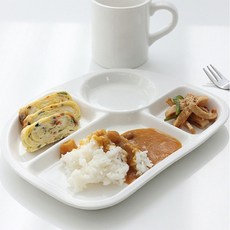 다파랑 사각 세라믹 식판 소식 분할 플레이팅 접시 타원 HJ0870, 橢圓形, 1個