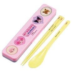 CCS3SA 휴대용 스푼 + 젓가락 + 케이스, 멜로디 + 쿠로미, 1세트