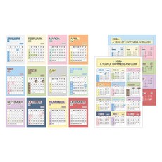 wannathis 365天卡片日曆 12p + 年曆 2p 貼紙組, 繽紛日子, 1套