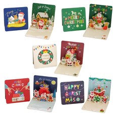 Heartmong 迷你立體彈出式聖誕卡片明信片 5件組, 混合色, 1套