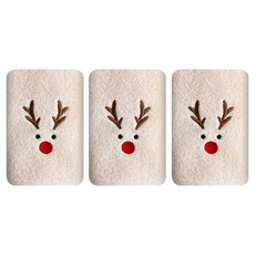 송월타월 크리스마스 루돌프 세면타올 130g 면사, 베이지, 3개