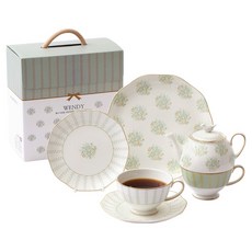 韓國 ZEN 溫蒂單人茶具早午餐組 7件組, 綠色, 1套