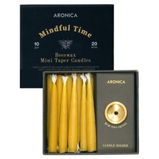 ARONICA 冥想蜂蠟蠟燭 2g x 10入 蠟燭座 留言火柴隨機出貨, 1個, 無香