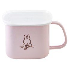FUJIHORO Miffy 粉彩琺瑯方形壺 1.5L 電磁爐適用, 粉紅色, 1個, 14.5cm