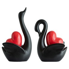 微笑新婚宅室內裝飾品, 黑天鵝一對 紅色愛心
