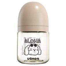 유비맘 디자인 시그니처 PPSU 젖병 + 젖꼭지 세트, 알로하 몽이 초코, 1세트, 120ml