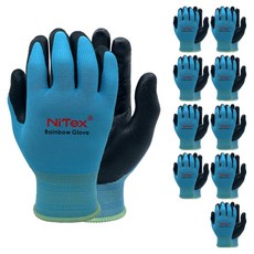NiTex 彩虹NBR泡棉塗層工作手套 雙手組 M NRG-200, 藍色, 10套