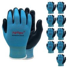 NiTex 彩虹 NBR泡棉塗層工作手套 雙手套組 S NRG-200, 藍色, 10套