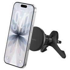 벨킨 부스트차지 마그네틱 Qi2 15W 송풍구형 차량용 고속 무선 충전기, 블랙, WIC010fqBK