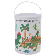 Classic WORLD 客來喜 經典木玩 恐龍世界積木桶 20150, 混和顏色, 1個