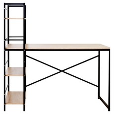 HOPMA 合馬家具 加深款日系層架工作桌 E-S1600PMS-R, 淺橡木配黑