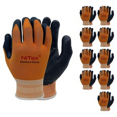 NiTex 彩虹 NBR泡棉 塗層工作手套 雙手組 S NRG-100, 橘色, 10套