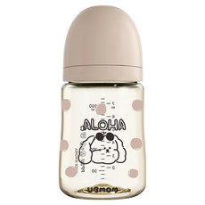 유비맘 디자인 시그니처 PPSU 젖병 + 젖꼭지 세트 알로하몽이, 초코, 1세트, 200ml