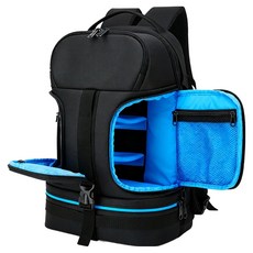 레인보우 다층 분리형 DSLR 카메라 백팩, 블루 + 블랙, 1개
