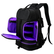 레인보우 다층 분리형 DSLR 카메라 백팩, 블랙 + 퍼플, 1개