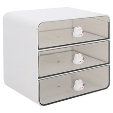 BANGJIASHI 抽屜收納盒 大(17.5 x 13 x 16.3cm), 白色小兔, 3層