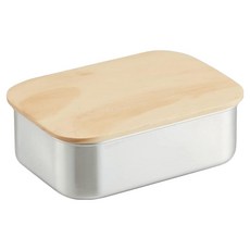 Skater 不鏽鋼木蓋食物盒 850ml, Silver, 1套