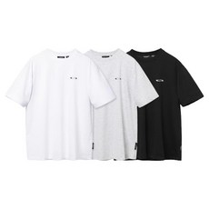 Opening Project 男女通用 Small Logo T恤 3件組, 黑色, 麻灰色, 白色
