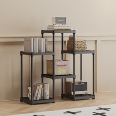 LIVING ON HOME 組裝式多用途花盆架, 黑色, 6層