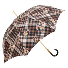 PASOTTI 女士經典花卉與蘇格蘭格紋光澤木質自動傘 WC955N62