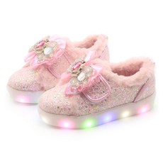 MAMYTREE 兒童 RW 蝴蝶圓盤 LED 毛絨平底鞋