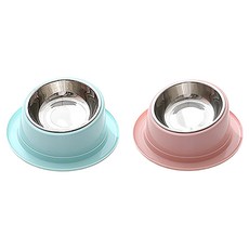 防滑寵物碗2入組, 藍色 + 粉紅色, 1套