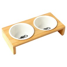 陶瓷寵物雙碗, 白色, 1個