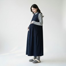 Hue Day 鈕扣燈芯絨孕婦洋裝