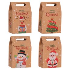 INP 聖誕節牛皮紙立式手提盒 4款 x 5入組 小 10 x 6 x 15 cm, 混合顏色, 1套