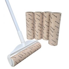 ALTTEURI 寬版拖把用強力除塵滾筒 + 收納盒 + 3段式拖把桿 + 5入膠帶 白色, 1套