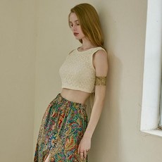 VikiniVender 女款Paride鉤針後綁帶無袖短版上衣