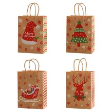 INP 聖誕 KP 購物袋 4款 x 5入組 KTOA 帽子雪橇 小 15 x 8 x 21 cm, 1套