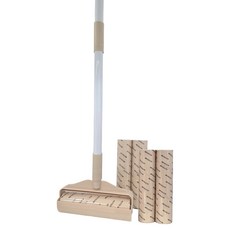 ALTTEURI 基本款拖把用強力除塵滾筒 + 收納盒 + 3段式拖把桿 + 5入膠帶 米色, 1套