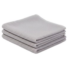 Tradeway 附掛環優質純棉鬆餅格紋抹布 淺灰色, 3個