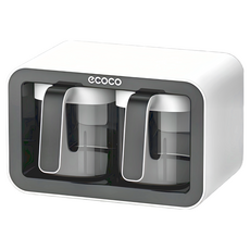 ecoco 意可可 壁掛免打孔調味盒套裝 廚房收納置物 18.3 x 11 x 11.5cm 黑色, 1套