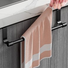 ROI LIFE 免打孔廚房紙巾毛巾架 門後掛桿, 黑色, 3個